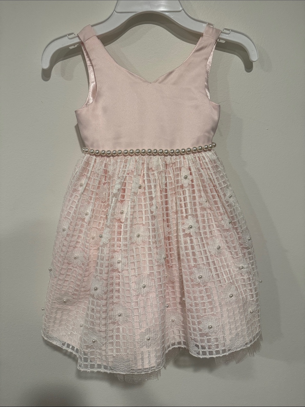 American Princess Light Pink Pearl-Trim Formal Dress